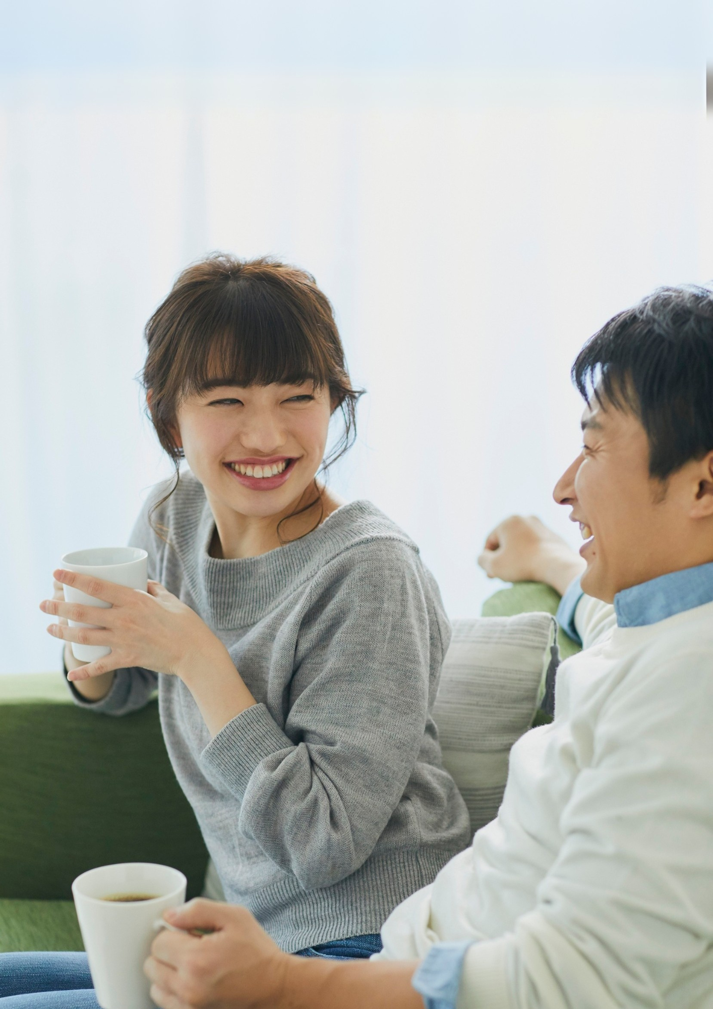 A husband and wife talk.