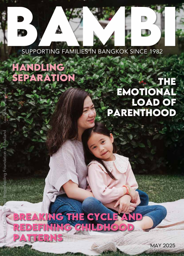 Cover BAMBI Magazine May 2025 A mother and daughter hug on a picnic blanket