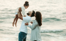 A family at the beach