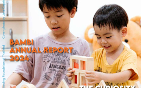 Front Cover of BAMBI Magazine April 2025 two brothers play together