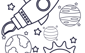 A rocket colouring sheet