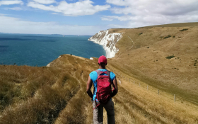 A man hikes